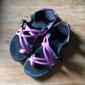 Chacos purple double strap
